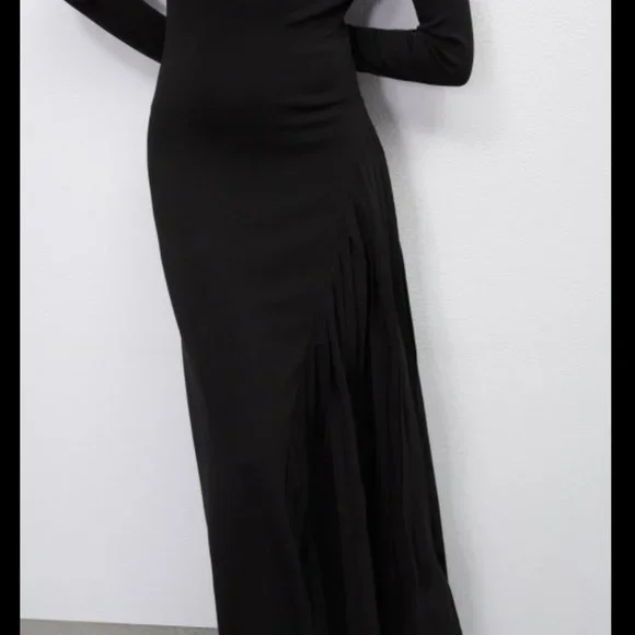 ZARA COLLECTION BLACK KNIT BANDAGE CONTRAST MAXI DRESS $89.90 - Picture 8 of 12